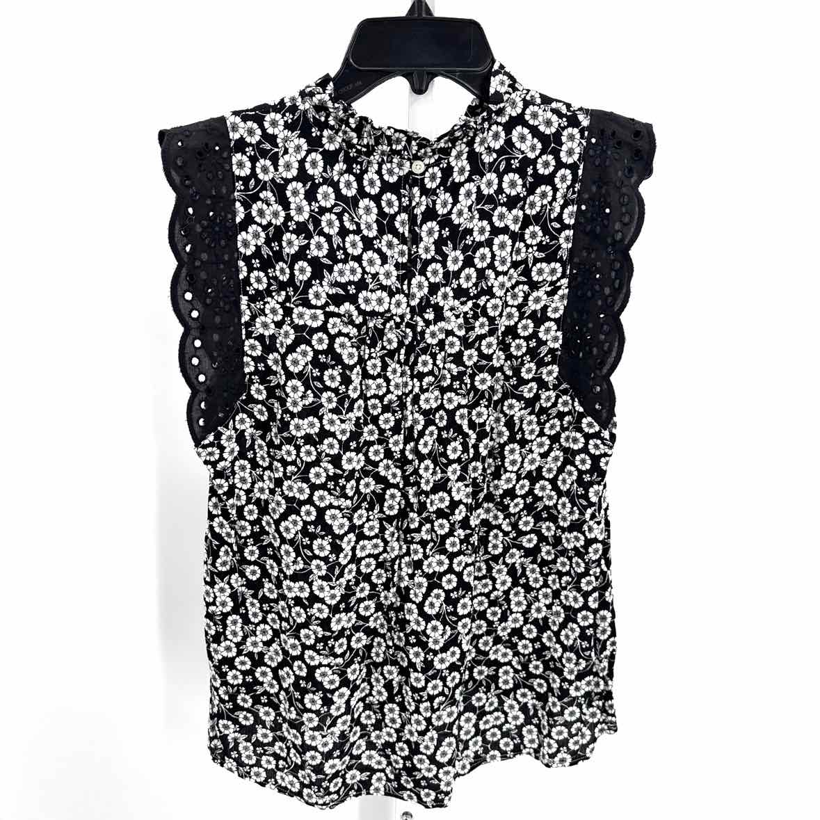 Ann Taylor Black/White Women Size Small Womens Slvs Blouse/Button