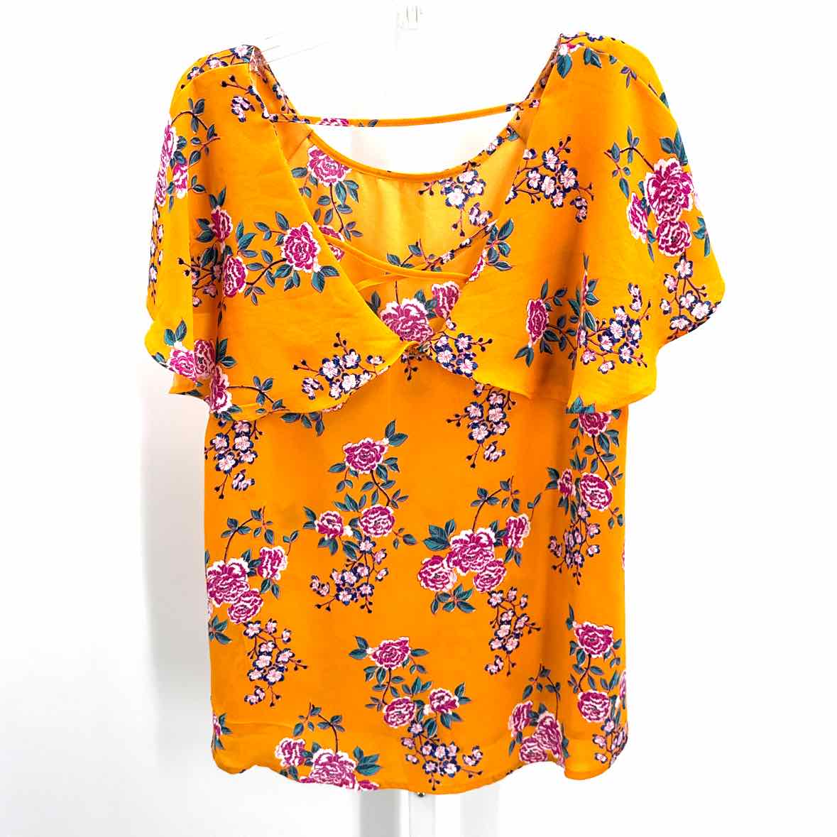 Pink Rose Yellow Women Size Medium Jrs Ss