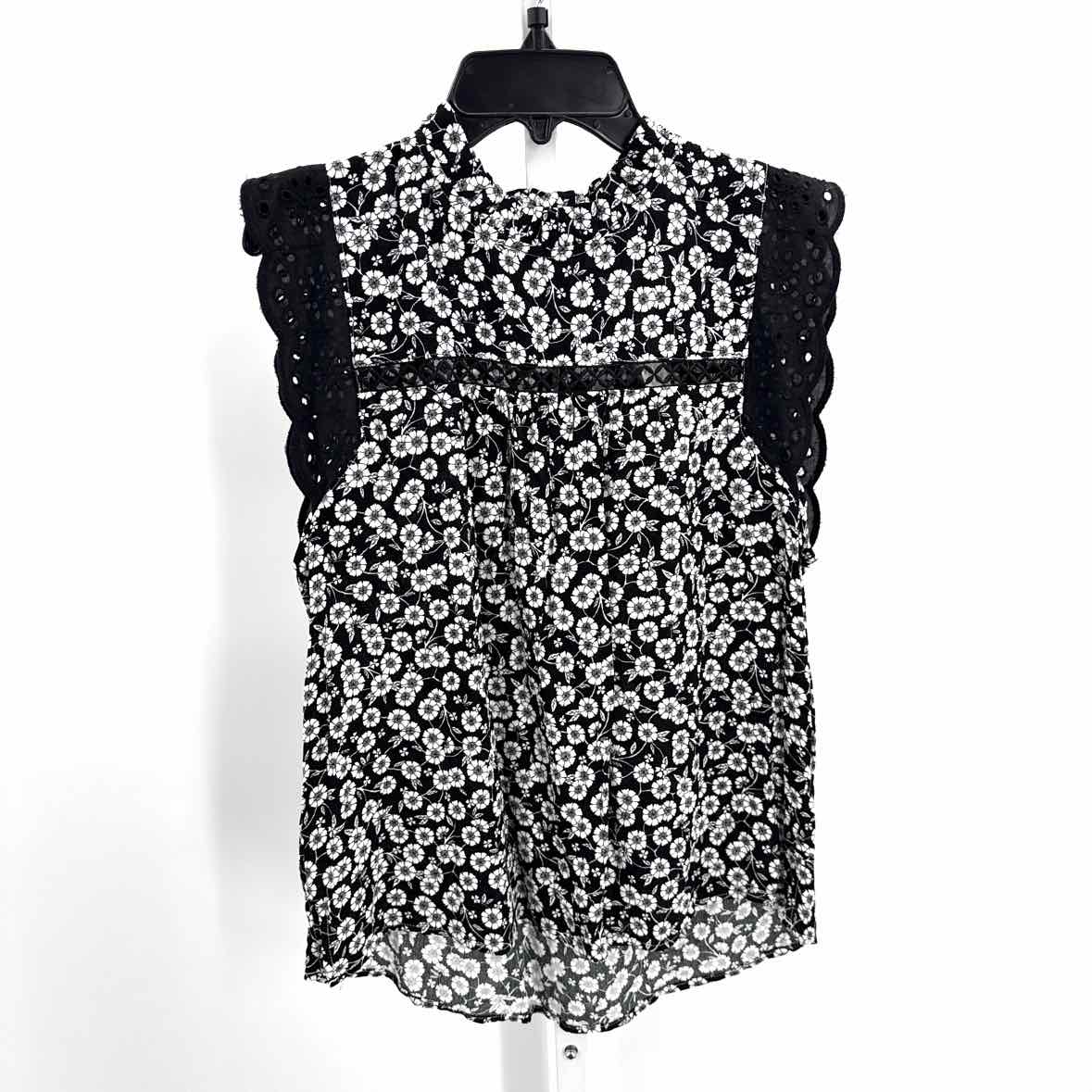 Ann Taylor Black/White Women Size Small Womens Slvs Blouse/Button