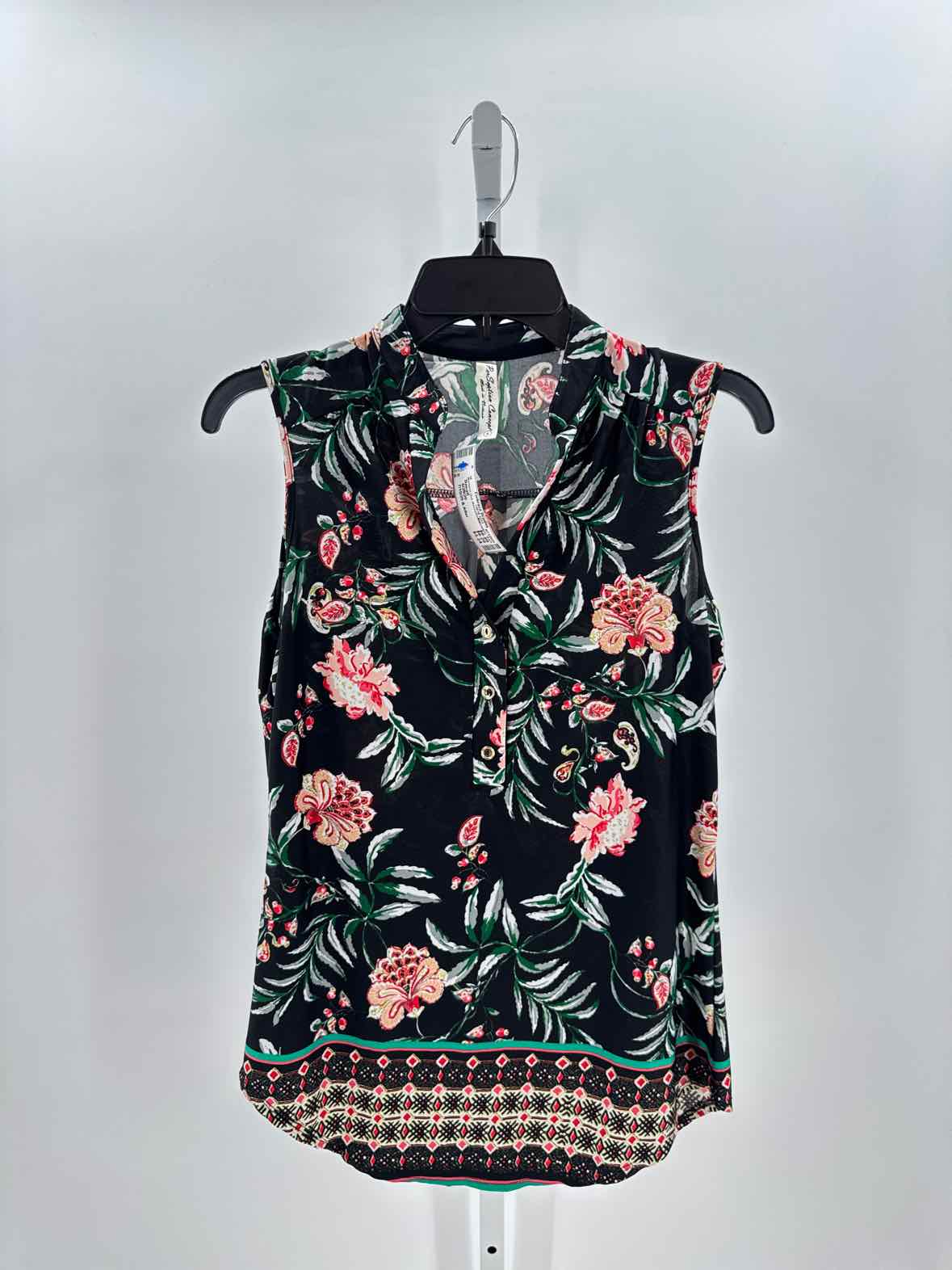 Perseption Black Women Size Small Womens Slvs Blouse/Button