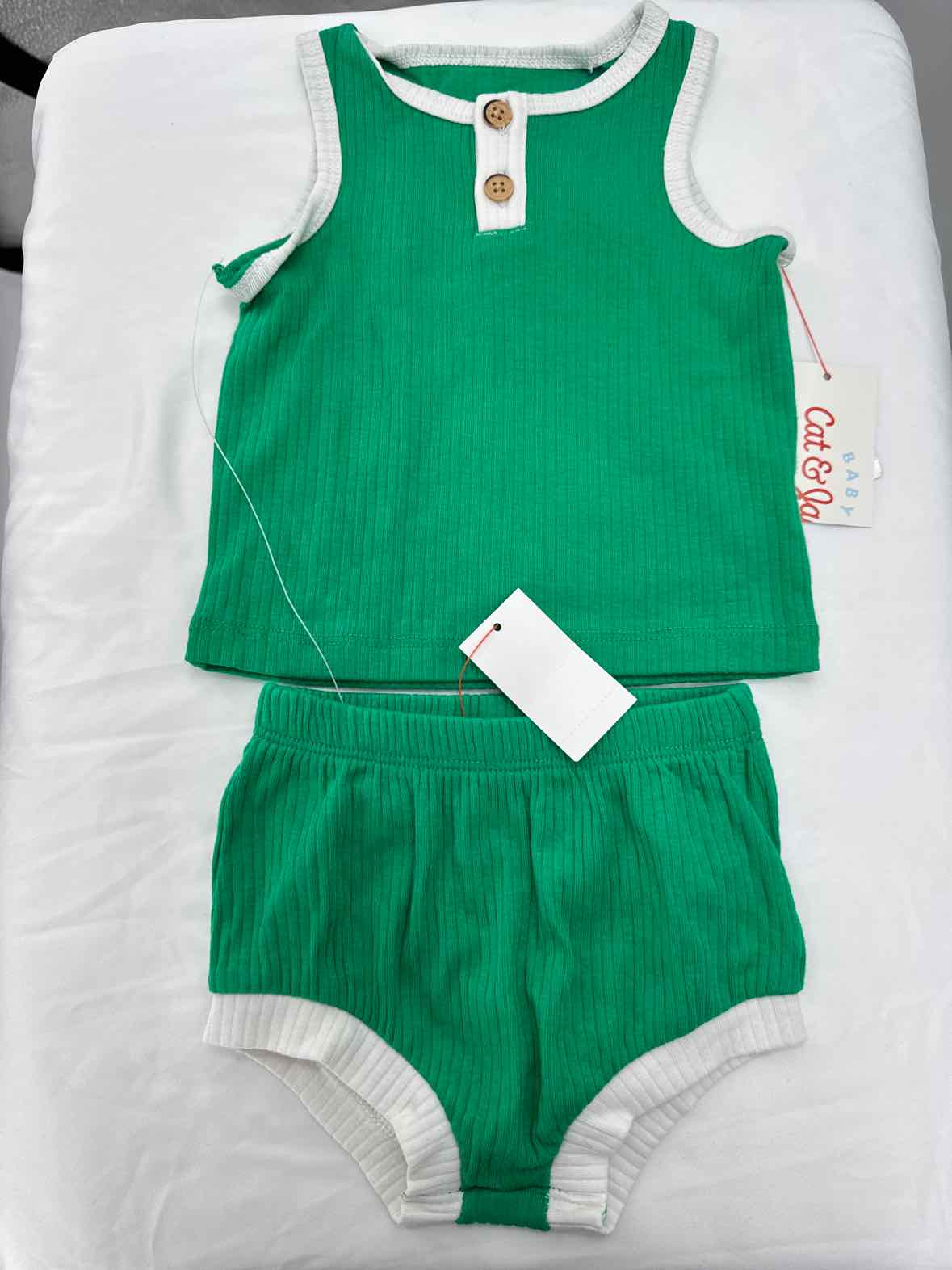Cat & Jack Green Child Size 3 Months Boys 2pc