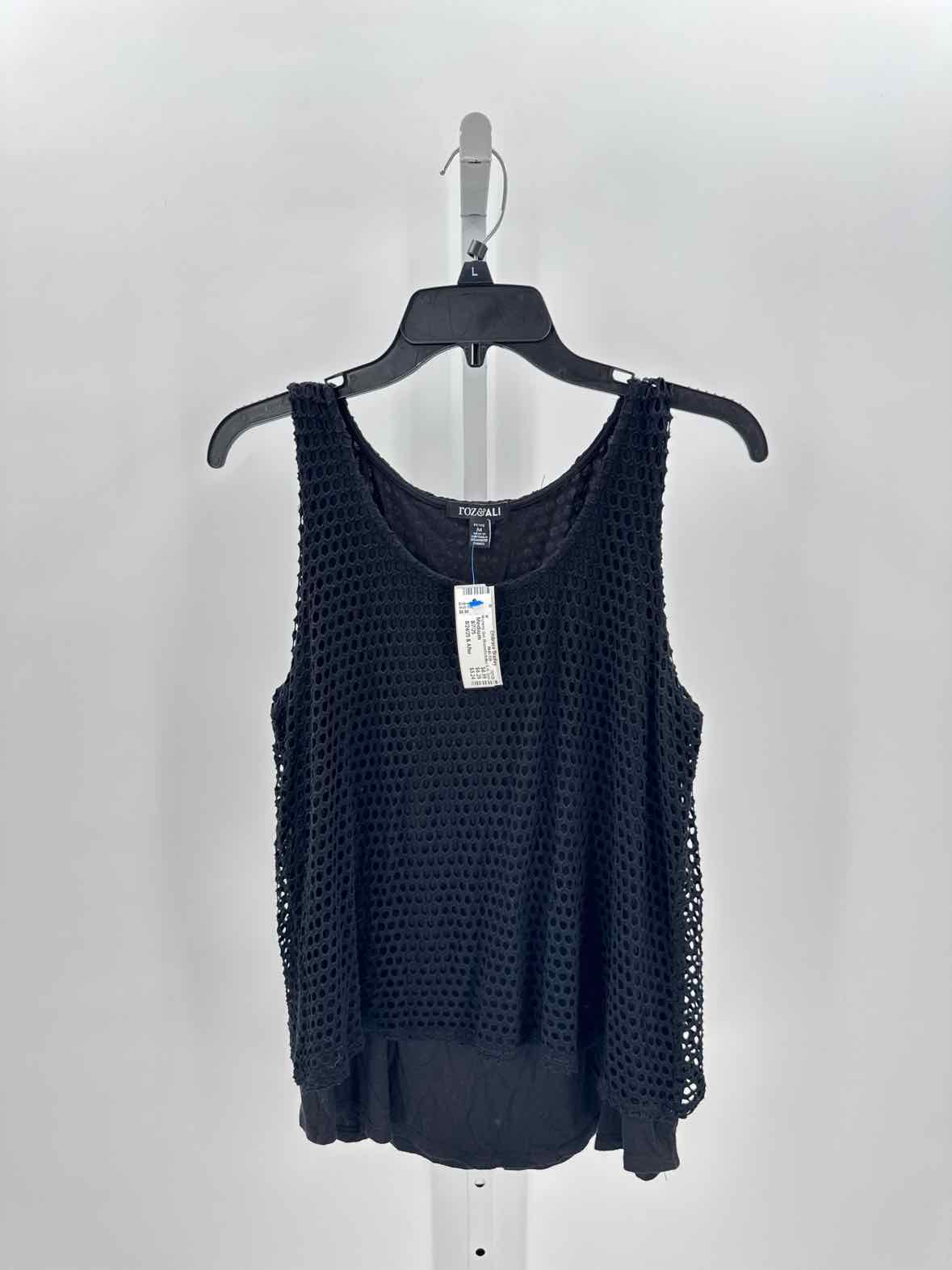 Roz & Ali Black Women Size Medium Womens Slvs Blouse/Button