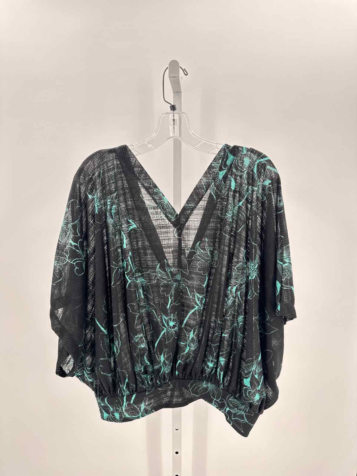 Free People Black Women Size Large Jrs SS Button/blouse