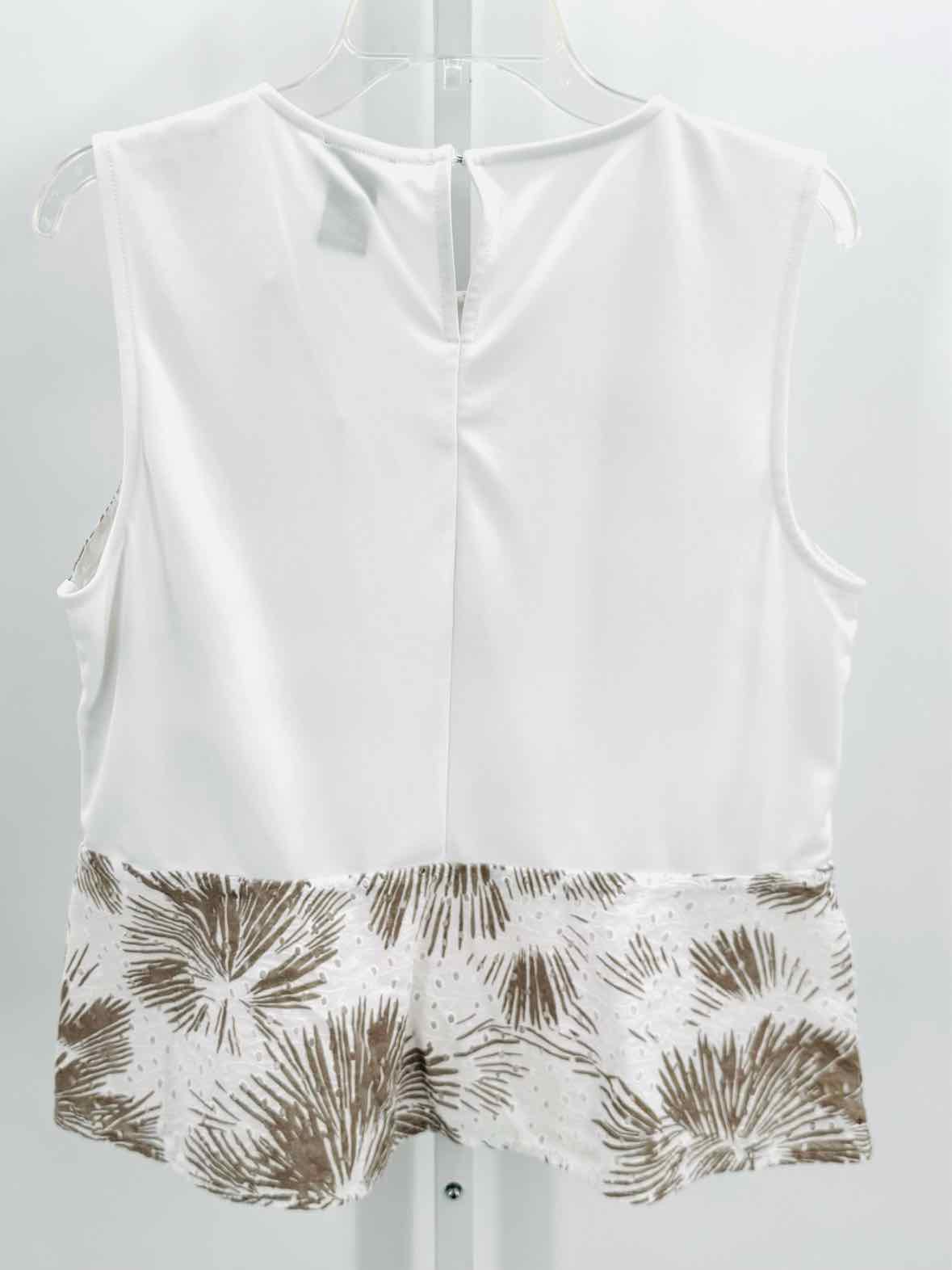 Ann Taylor white/gray Women Size Large Womens Slvs Blouse/Button