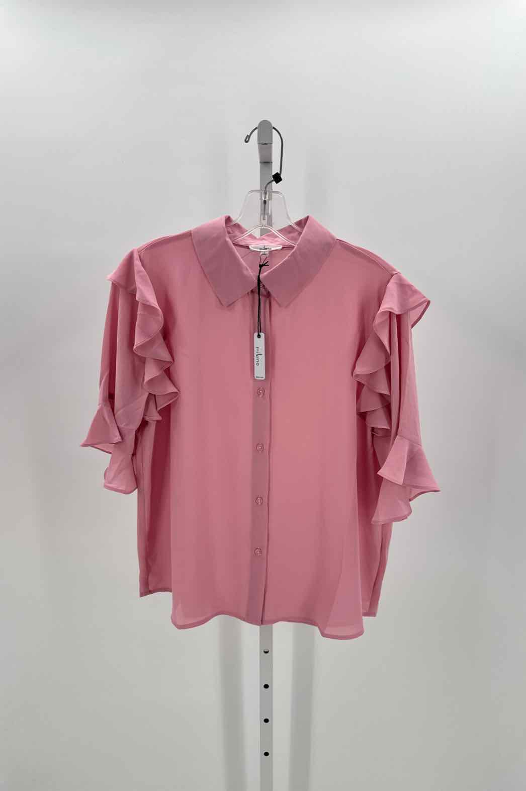 Milano Pink Women Size Large Womens Ss button/blouse