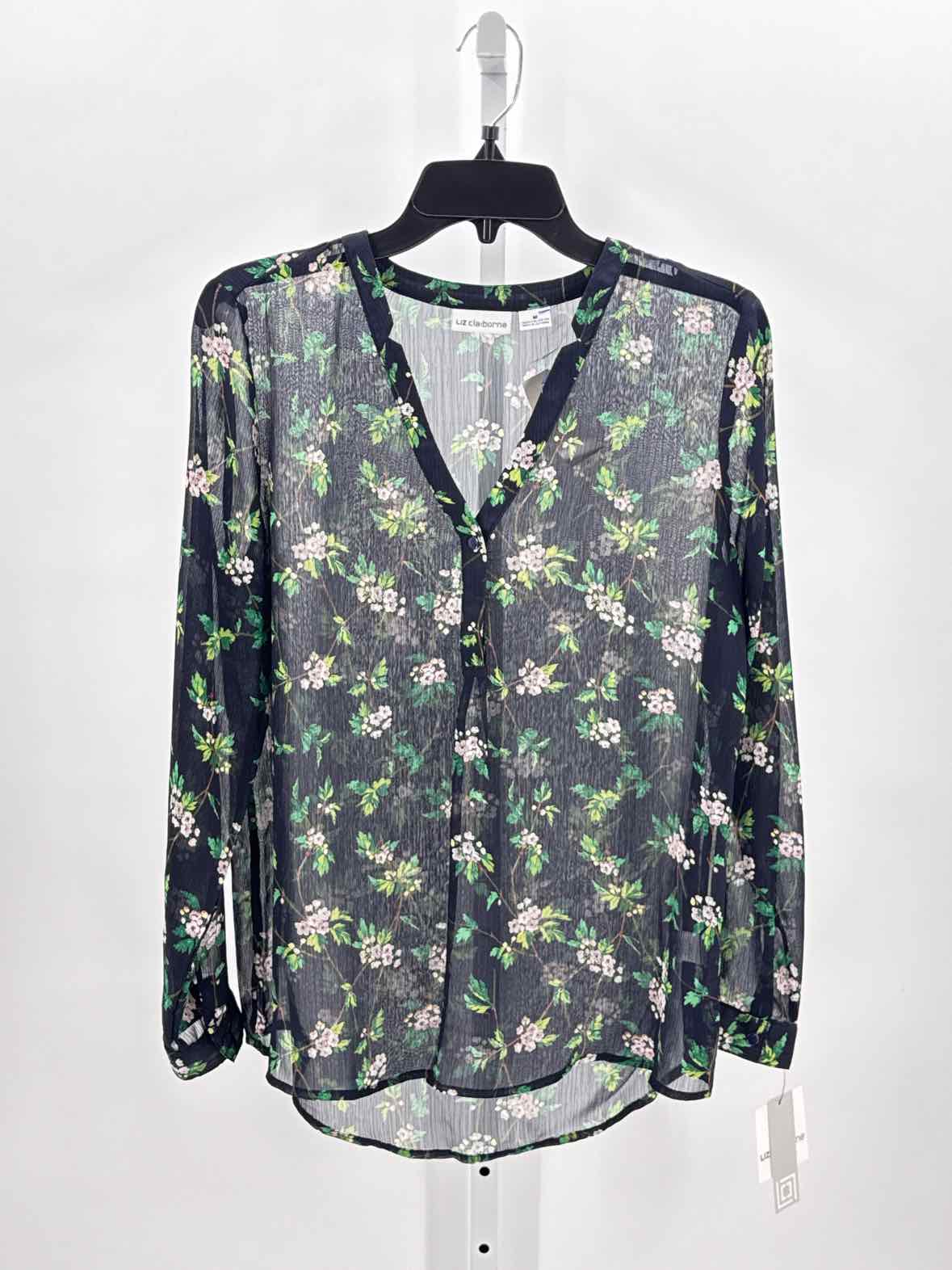 Liz Claiborne Blue Women Size Medium Womens Ls button/blouse