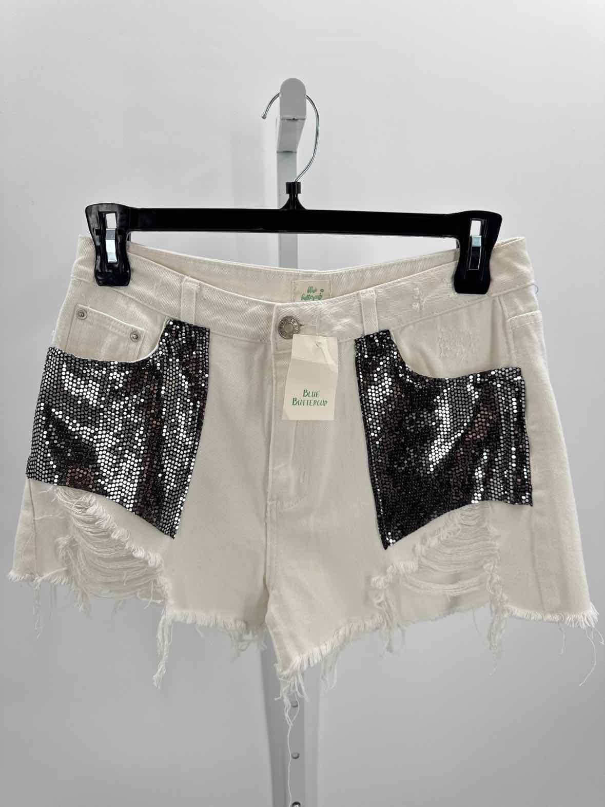 Blue Buttercup White Women Size 11 Jrs Shorts