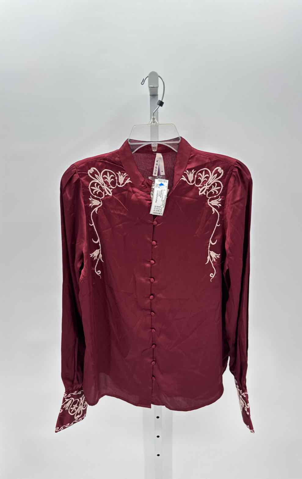 Roper Maroon Women Size Medium Jrs LS Button/Blouse