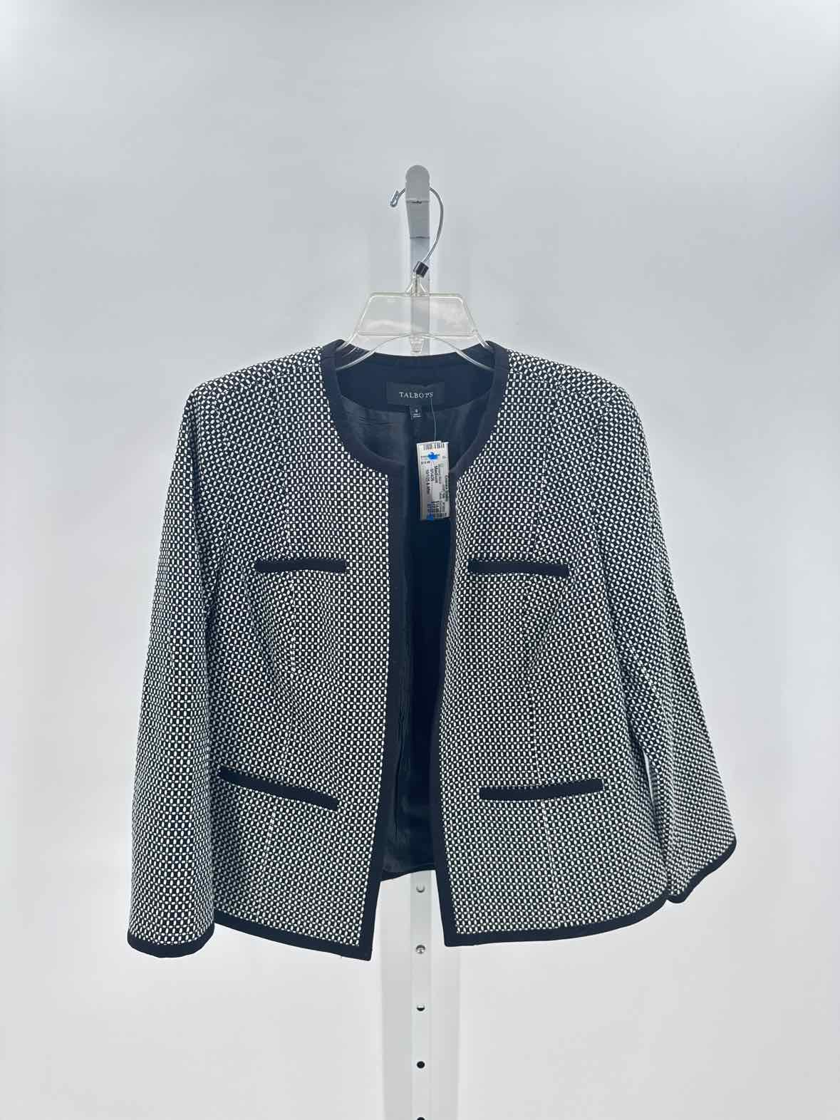 Talbots Black/White Women Size Medium Womens Blazer