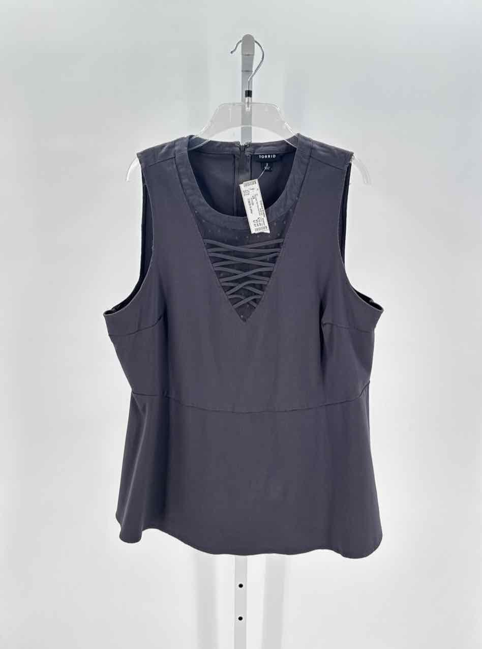 Torrid Gray Women Size 2X Womens Slvs Blouse/Button
