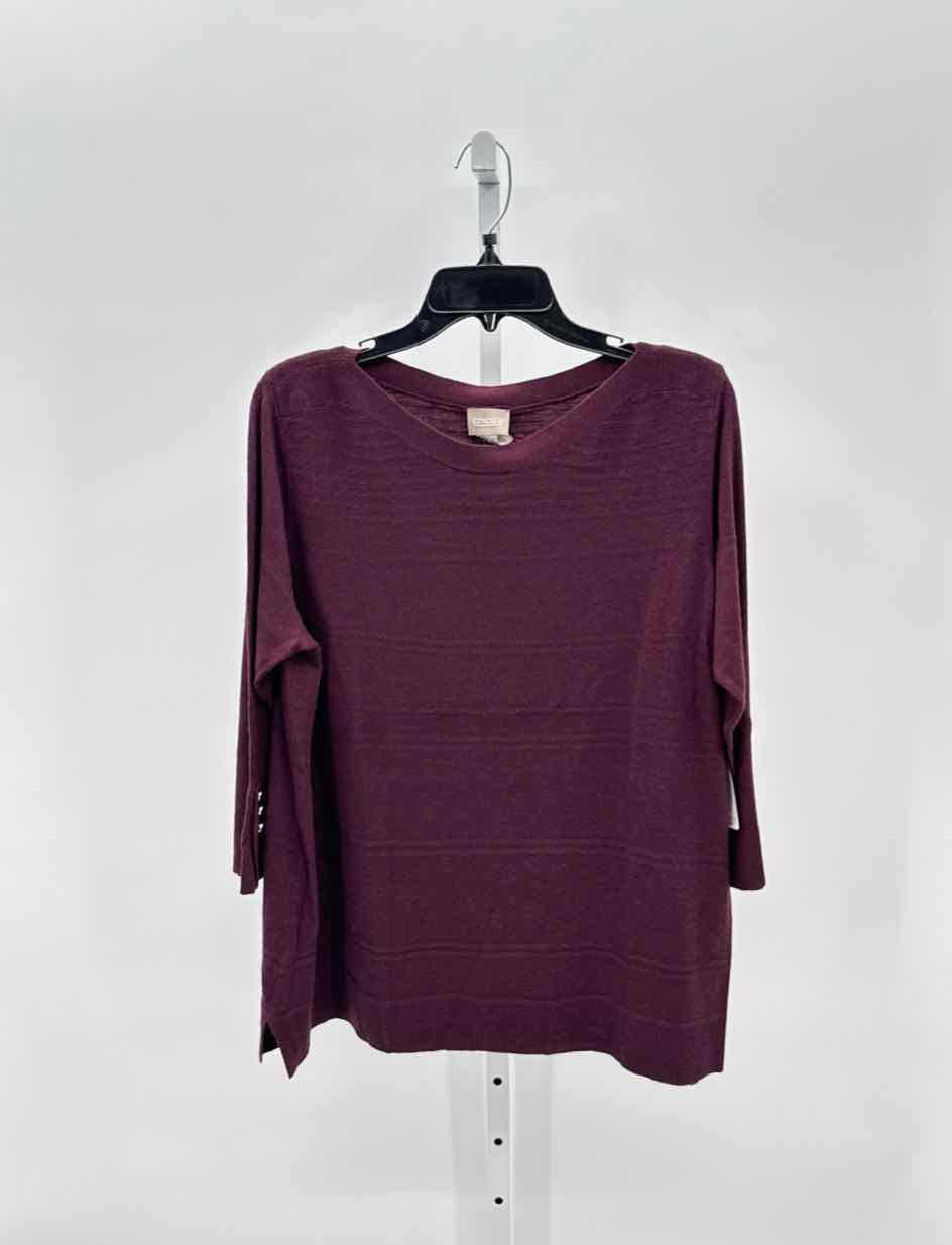 Chicos wine Women Size 3 Womens 3/4 Sweater