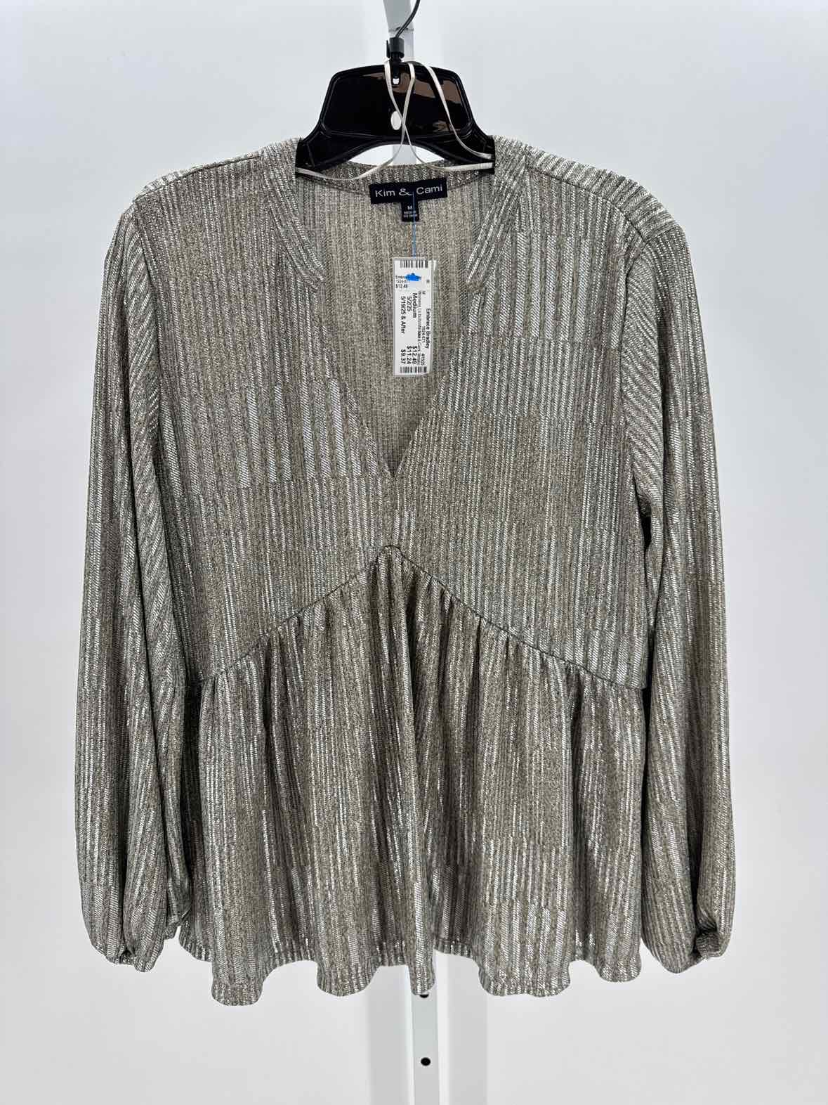 Kim & Cami Metallic Women Size Medium Womens Ls button/blouse