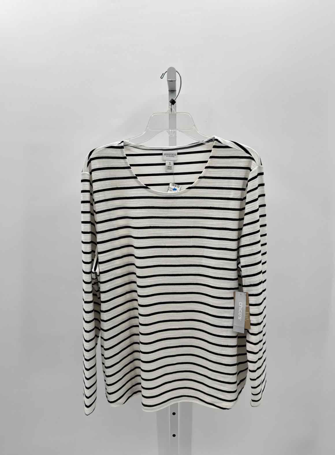 Chicos Black/White Women Size 3 Womens Ls