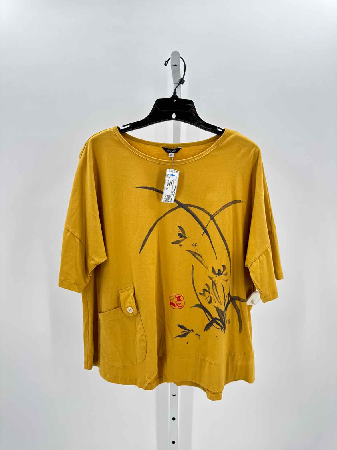 Yasuko Yellow Women Size Small Womens Ss button/blouse
