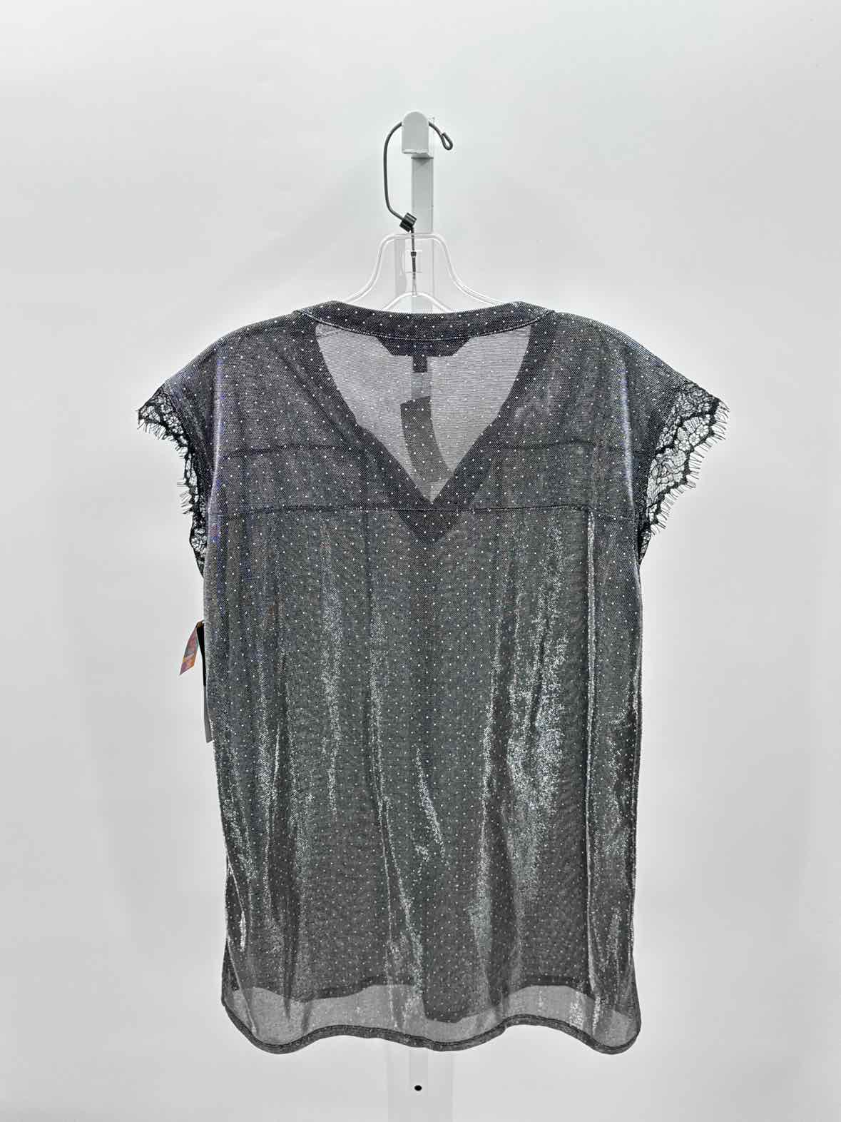 Lula Roe Black/Silver Women Size Large Womens Ss button/blouse