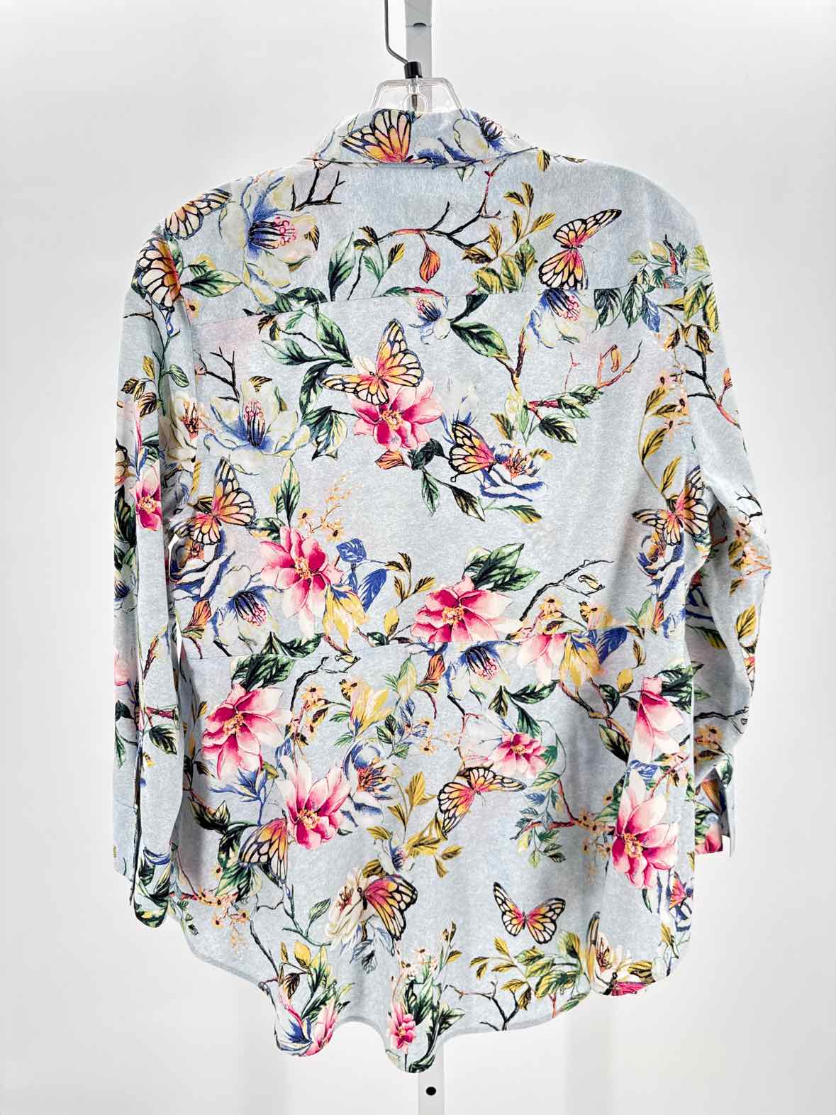 Chicos Blue Women Size 2 Womens Ls button/blouse