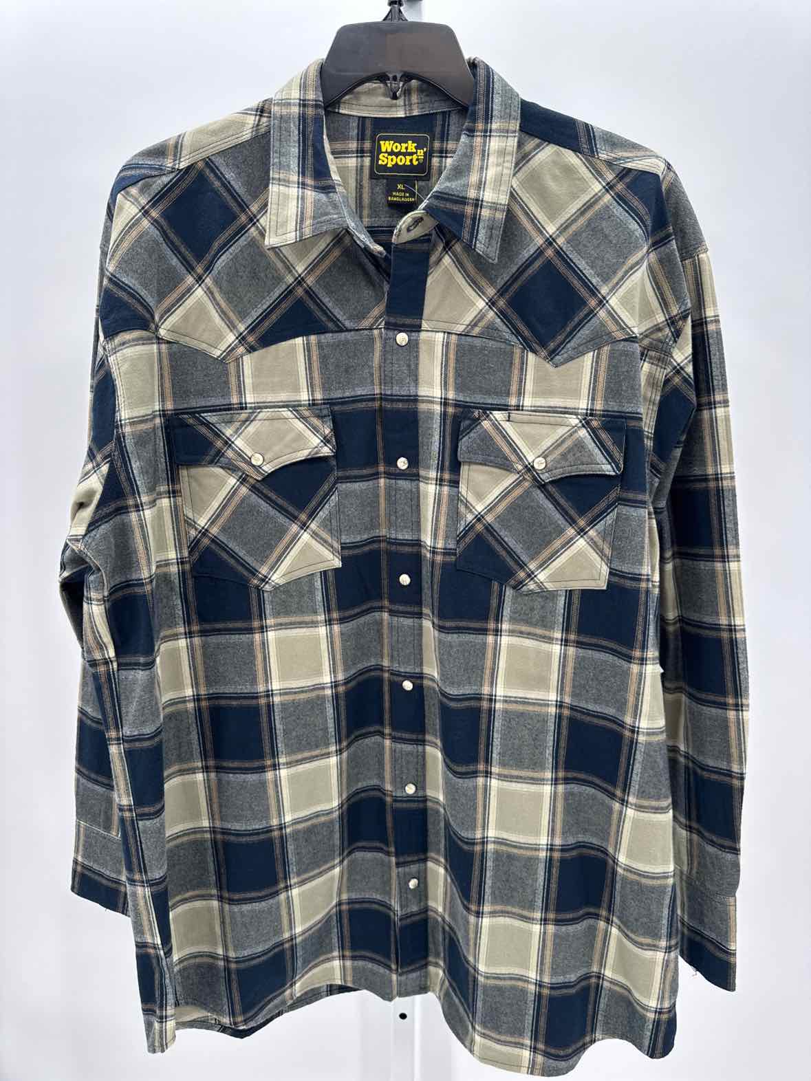 Work N Sport blue/green Mens Size XLarge Mens Ls button