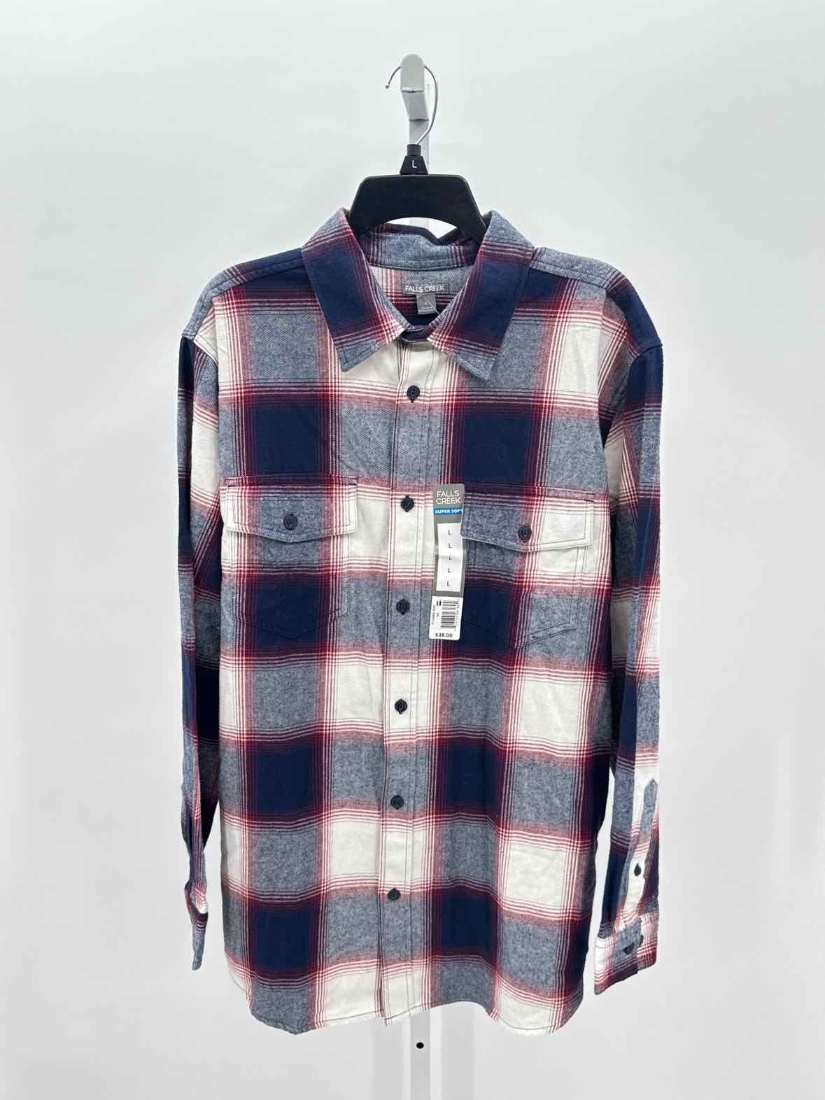 Falls Creek Blue Mens Size Large Mens Ls button