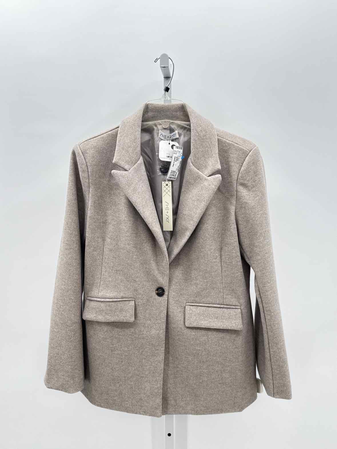She & Sky Taupe Women Size Large Jrs Blazer