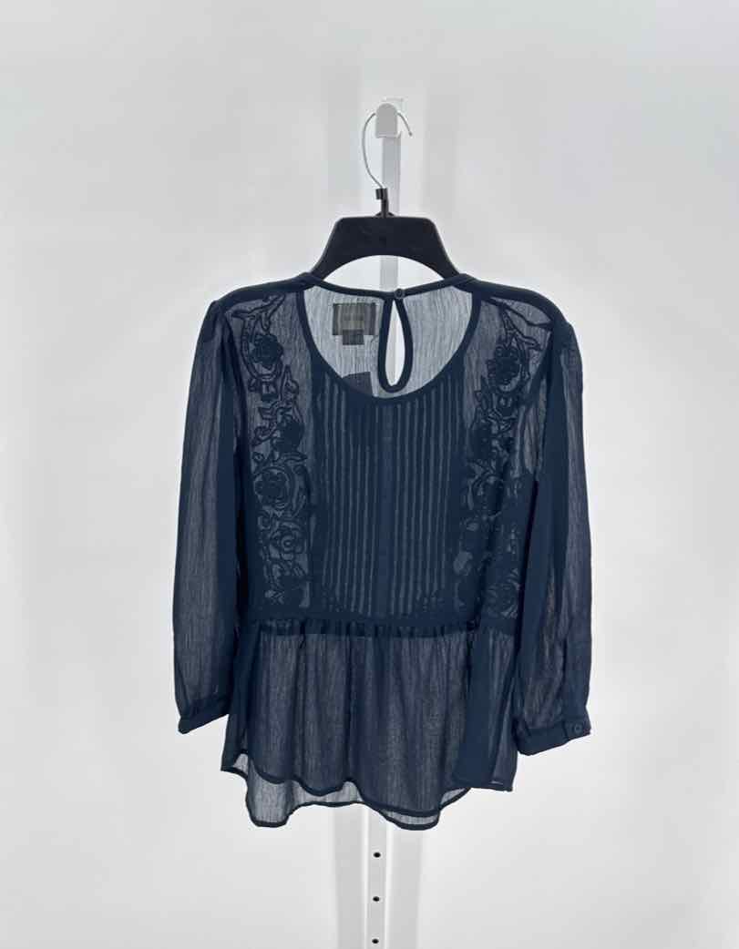 Maeve Navy Women Size Small Jrs LS Button/Blouse