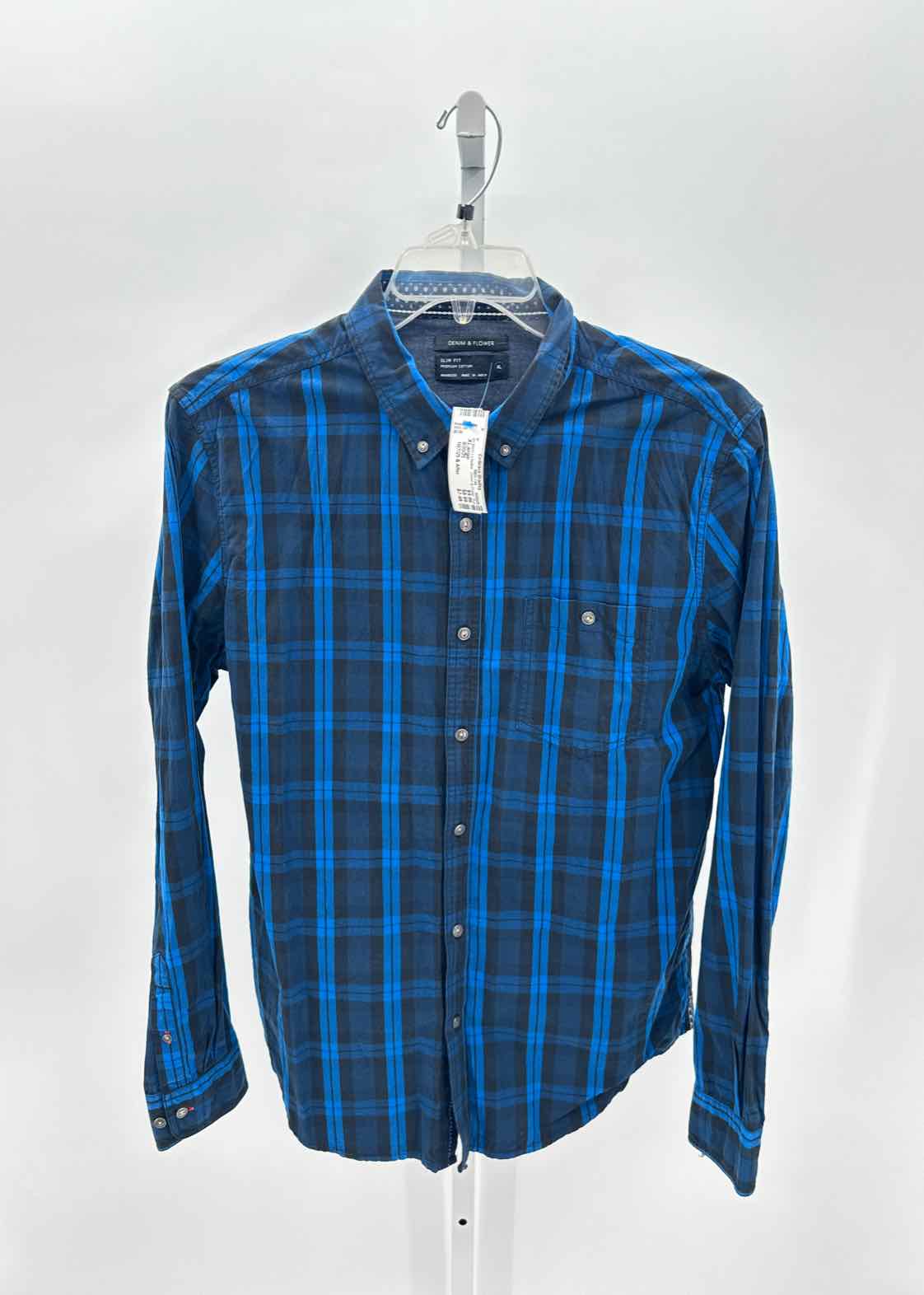 Denim & Flower Blue Mens Size XLarge Jrs Mens Ls button