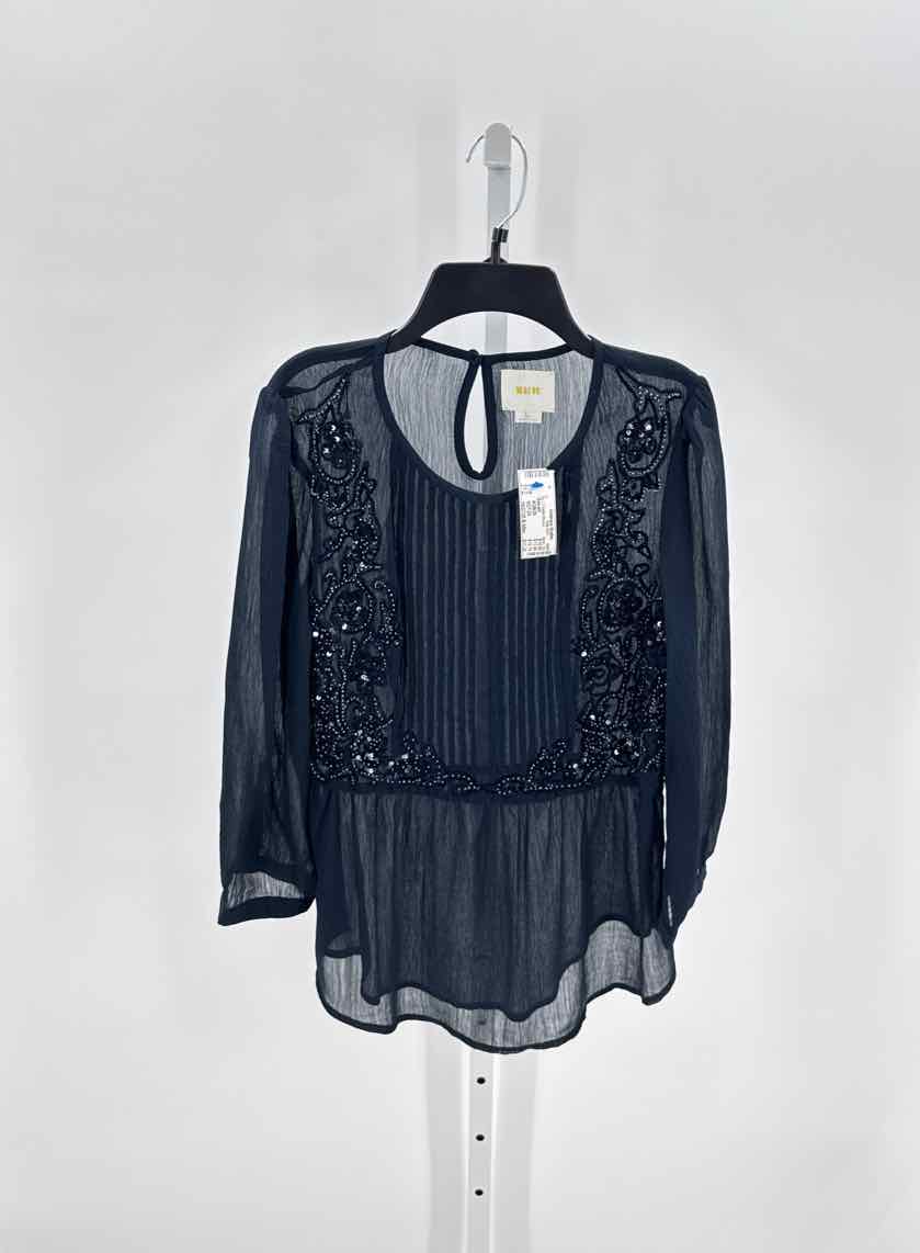 Maeve Navy Women Size Small Jrs LS Button/Blouse