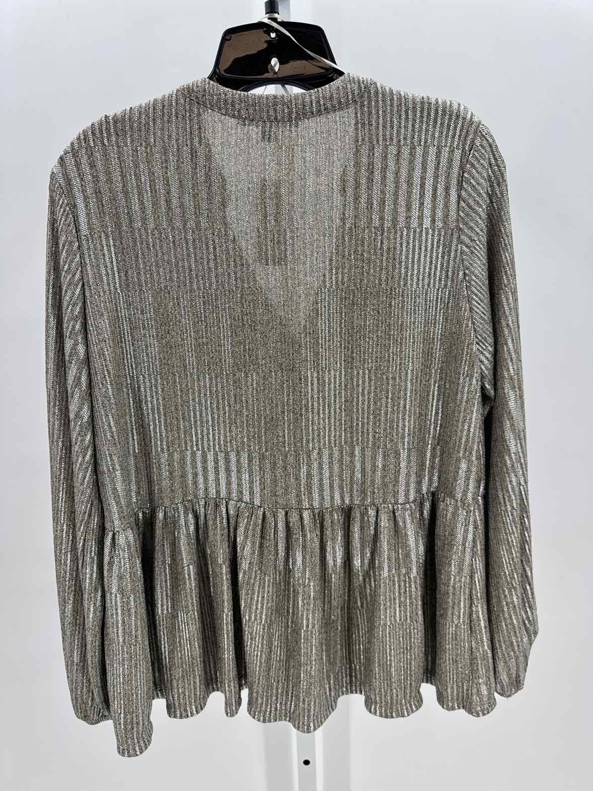 Kim & Cami Metallic Women Size Medium Womens Ls button/blouse