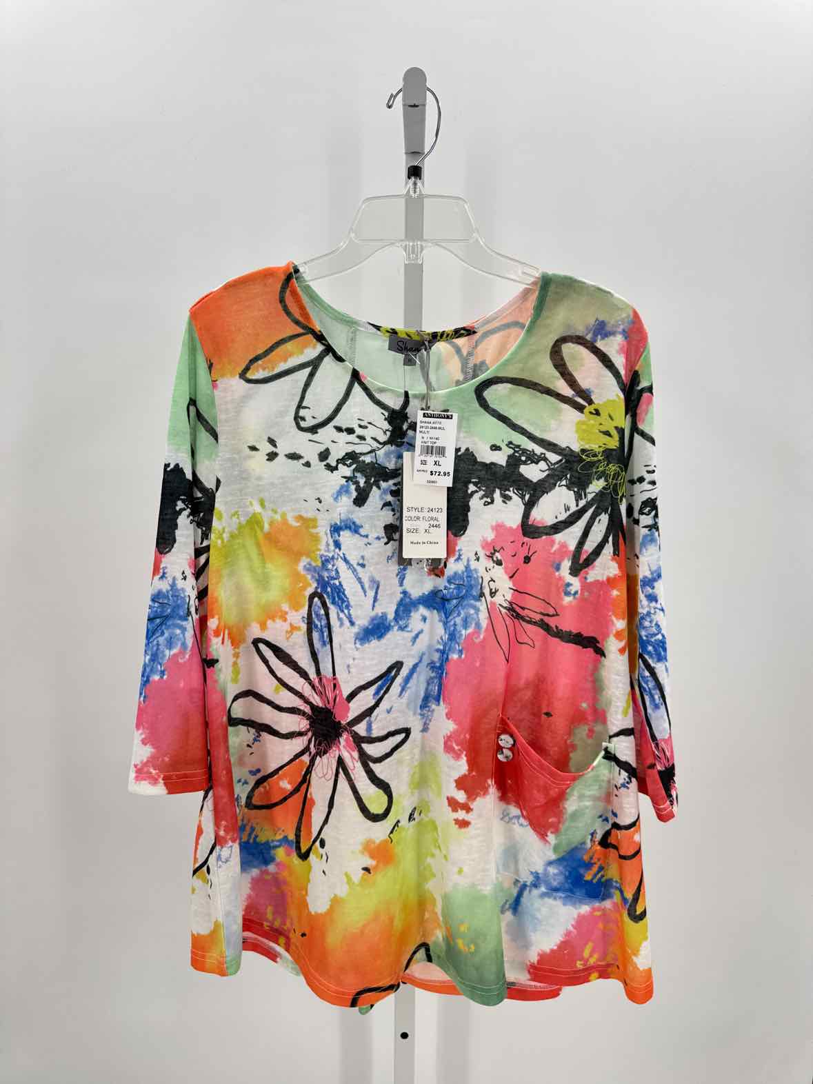 Shana Floral Women Size Xlarge Womens 3/4 button/blouse