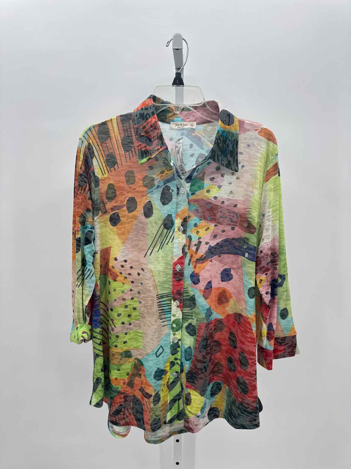 Jess & Jane Orange Women Size Xlarge Womens Ls button/blouse