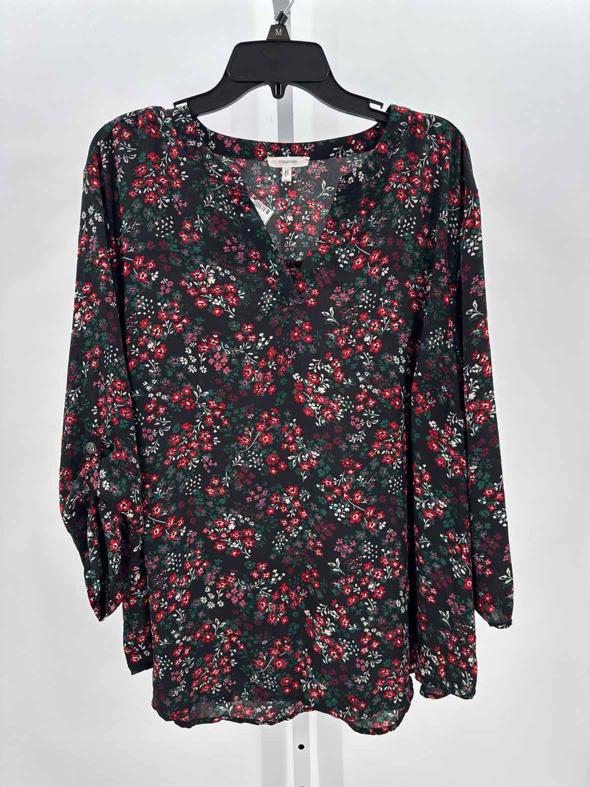 Maurices Black Women Size 3 Womens 3/4 button/blouse