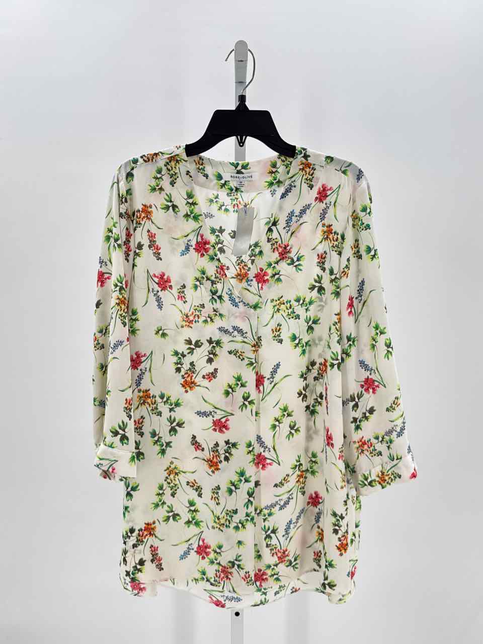 Rose & Olive Green Women Size 2X Womens 3/4 button/blouse