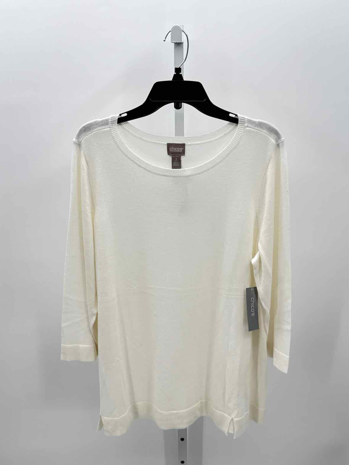 Chicos White Women Size 3 Womens 3/4 Sweater