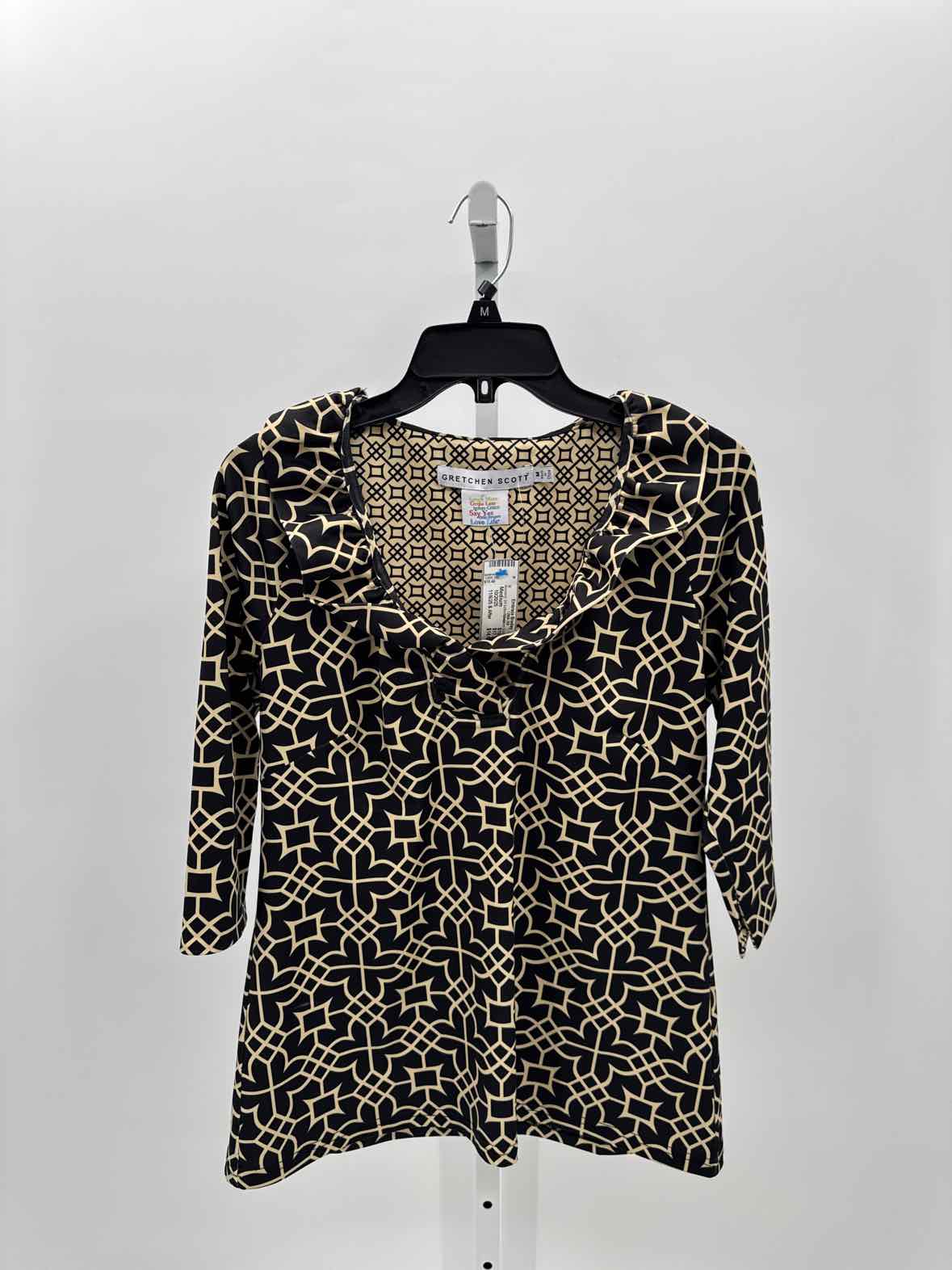 Gretchen Scott Black Women Size Medium Womens 3/4 button/blouse