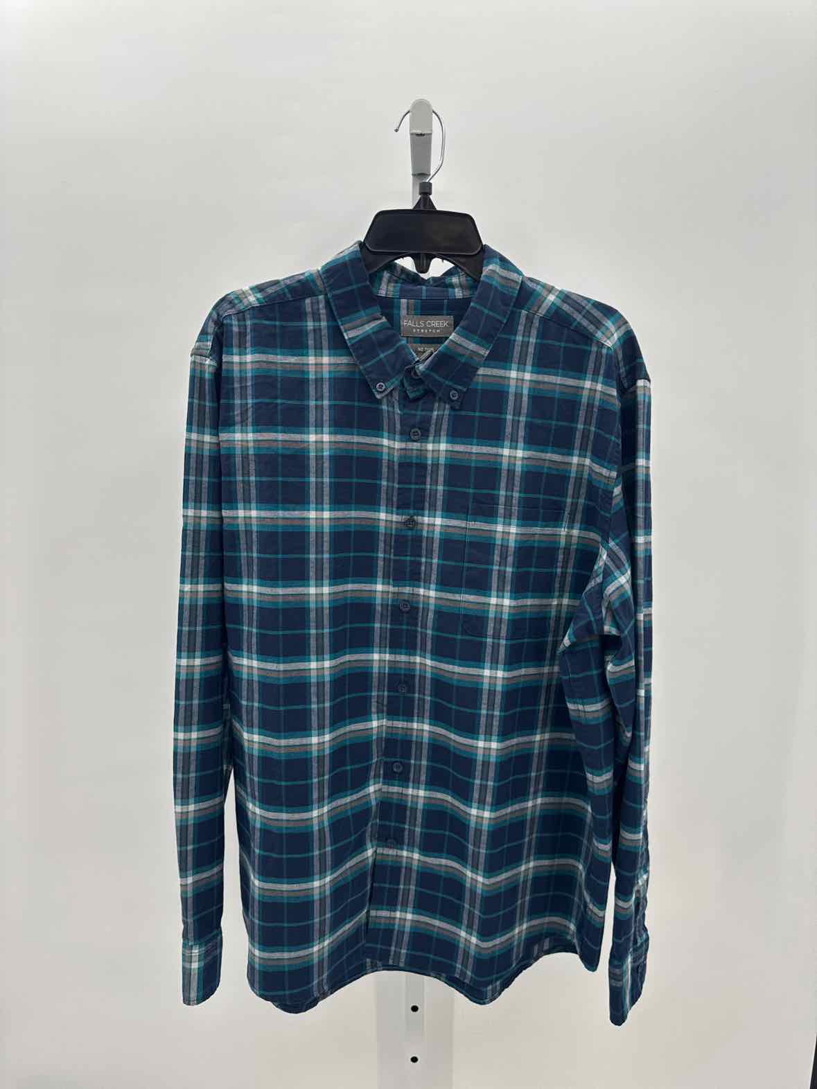 Falls Creek Blue Mens Size XLarge Mens Ls button