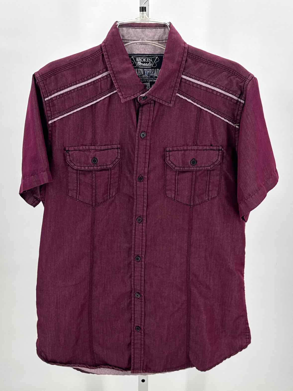 Broken Threads Purple Mens Size Large Jrs Mens Ss button